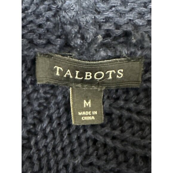 Talbots Women's M Open Cardigan Sweater Navy Blue 100% Linen - Picture 6 of 9